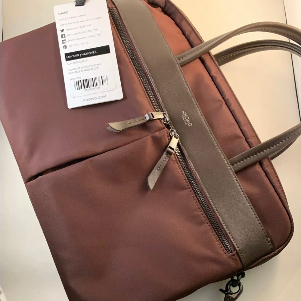 Knomo Mayfair/Hanover 14" laptop Briefcase Maroon